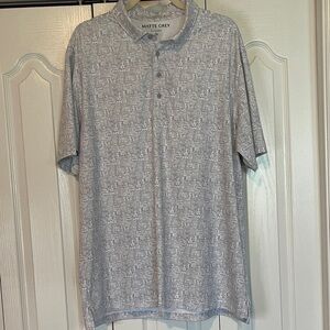 Matte Grey Patterned Polo Shirt - Gray